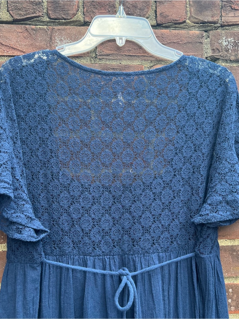 Free People Free-ist Bring the Romance Maxi Dress Sz M Navy Boho Lace Romantic - Picture 12 of 16